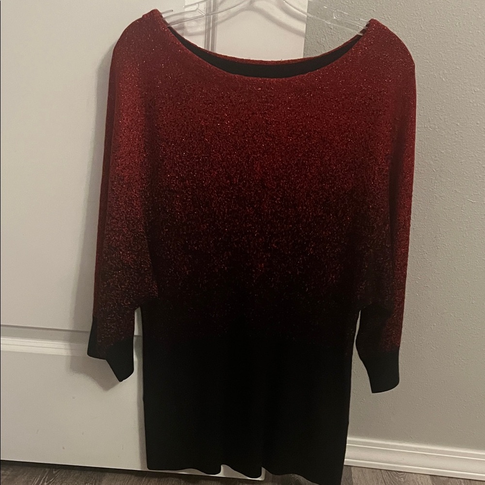 Red and Black Gradient Sweater Dress